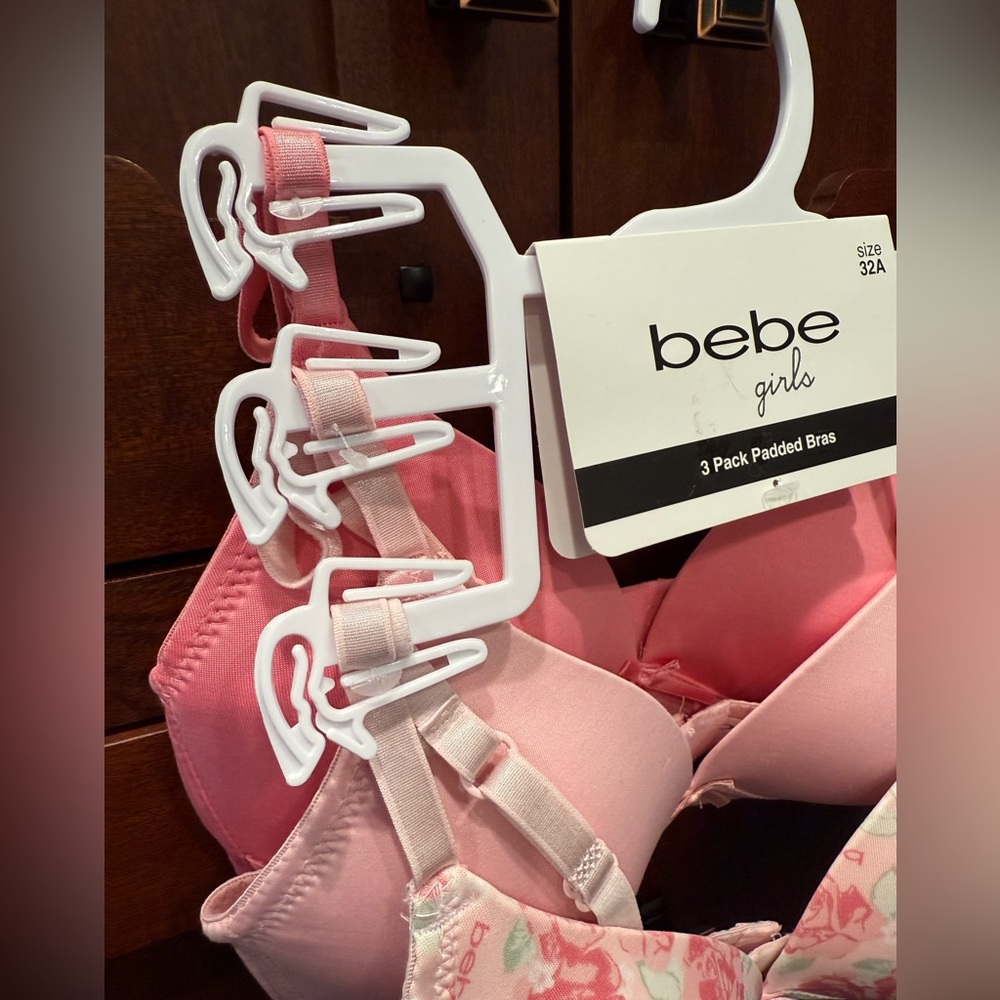 Bebe NWT Girls Sz 32A 3 Pack Pinks & Floral Slightly Padded Bras (I049) - Picture 3 of 9